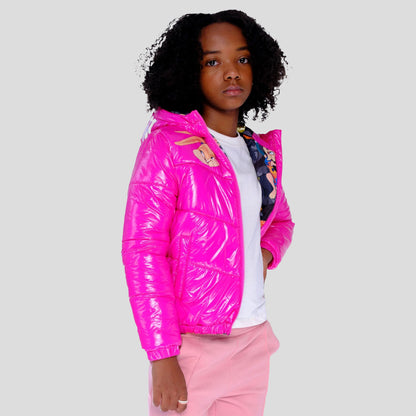 Girl's Cire Puffer with Mash Print Lining Jacket - FINAL SALE