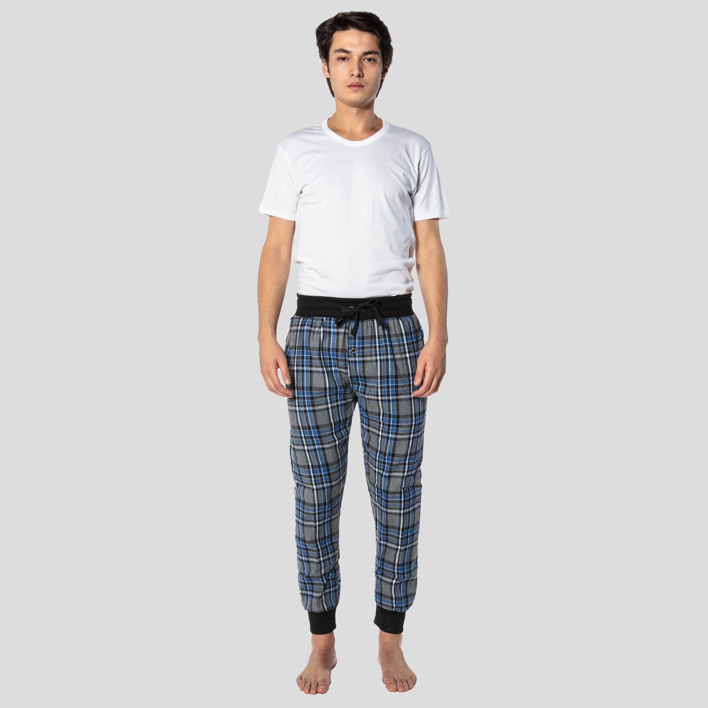 Men's Flannel Jogger Lounge Pants - Charcoal/Blue - FINAL SALE