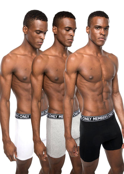 Men's 3PK Cotton Spandex Boxer Brief - Black/White/Grey - FINAL SALE