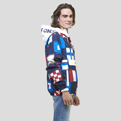 Men's Flag Print Pullover Windbreaker Jacket  - FINAL SALE