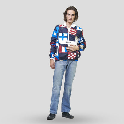 Men's Flag Print Pullover Windbreaker Jacket  - FINAL SALE