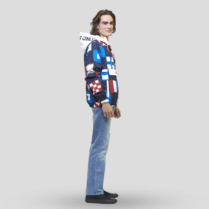 Men's Flag Print Pullover Windbreaker Jacket  - FINAL SALE