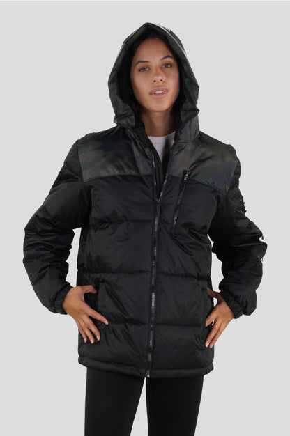 Women's Twill Block Puffer Oversized Jacket - FINAL SALE