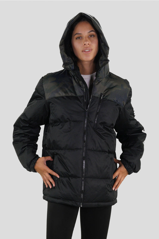 Women's Twill Block Puffer Oversized Jacket - FINAL SALE