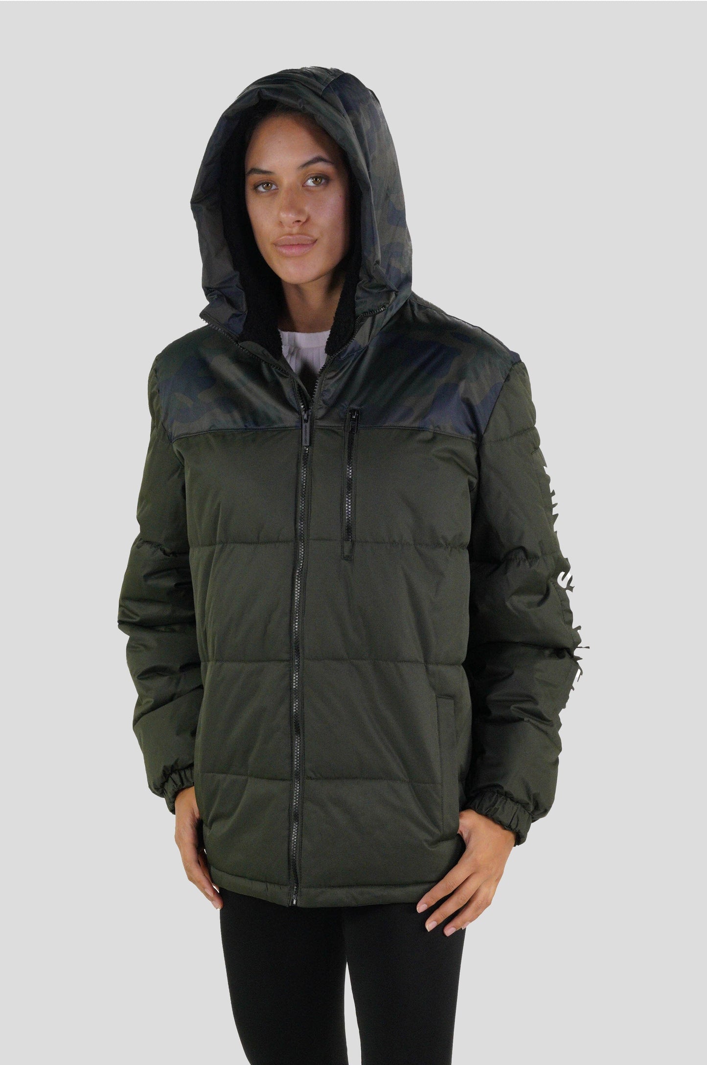 Women's Twill Block Puffer Oversized Jacket - FINAL SALE