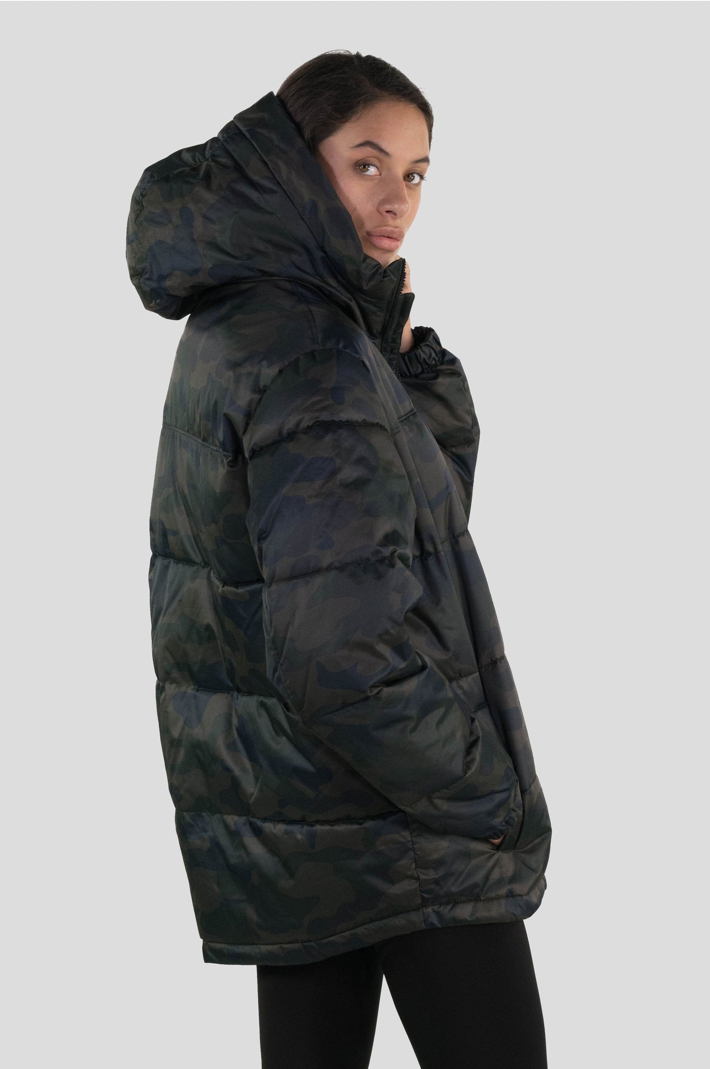 Women's Twill Block Puffer Oversized Jacket - FINAL SALE