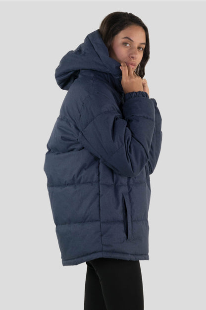 Women's Twill Block Puffer Oversized Jacket - FINAL SALE