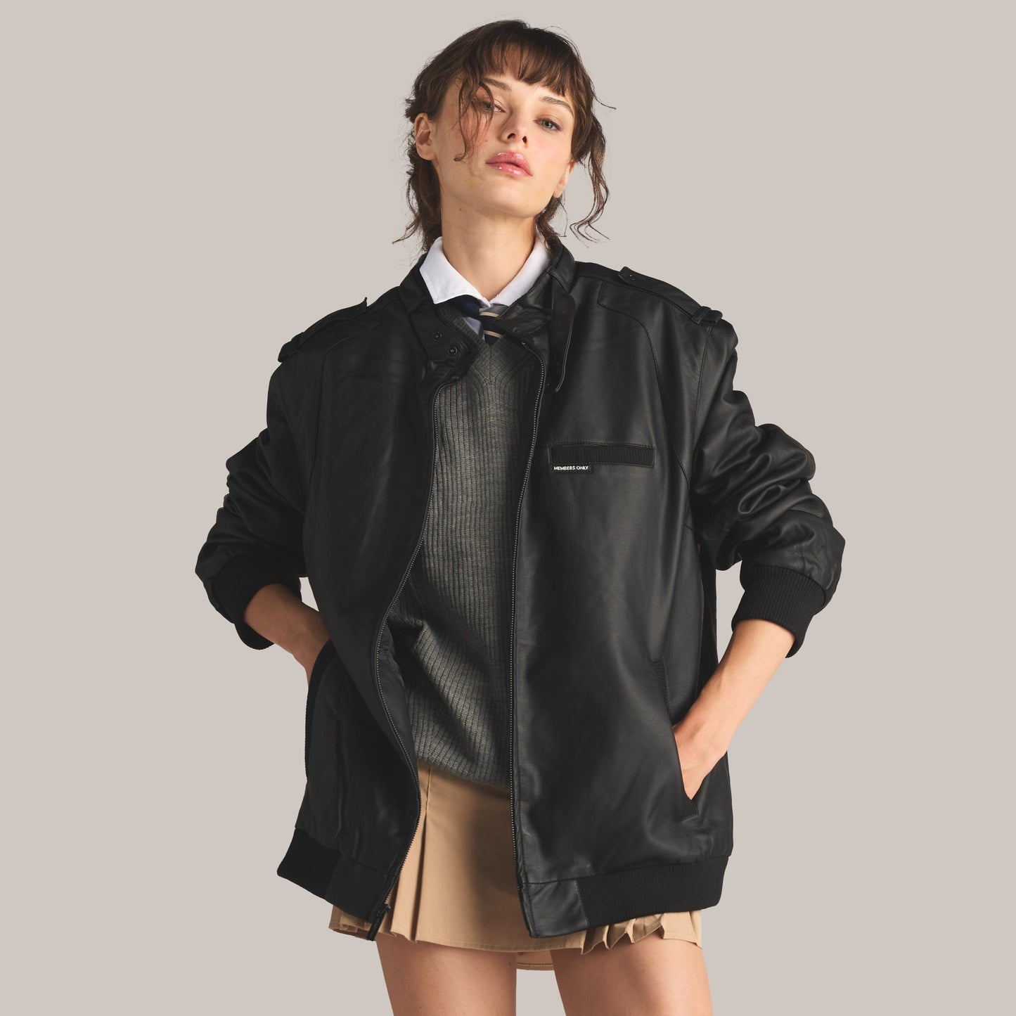 Women's Faux Leather Iconic Racer Oversized Jacket