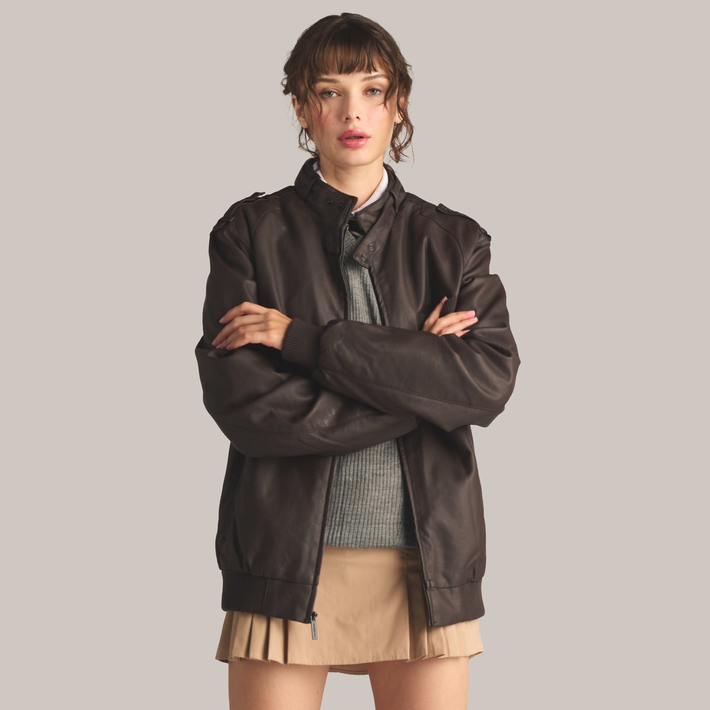 Women's Faux Leather Iconic Racer Oversized Jacket