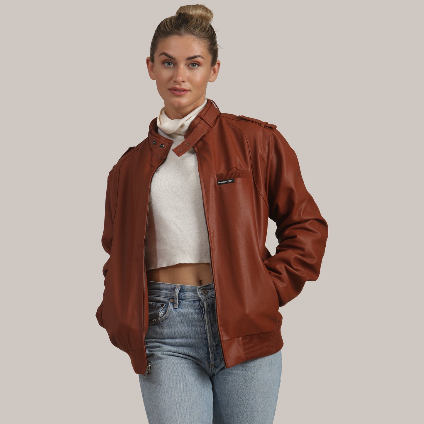 Women's Faux Leather Iconic Racer Oversized Jacket