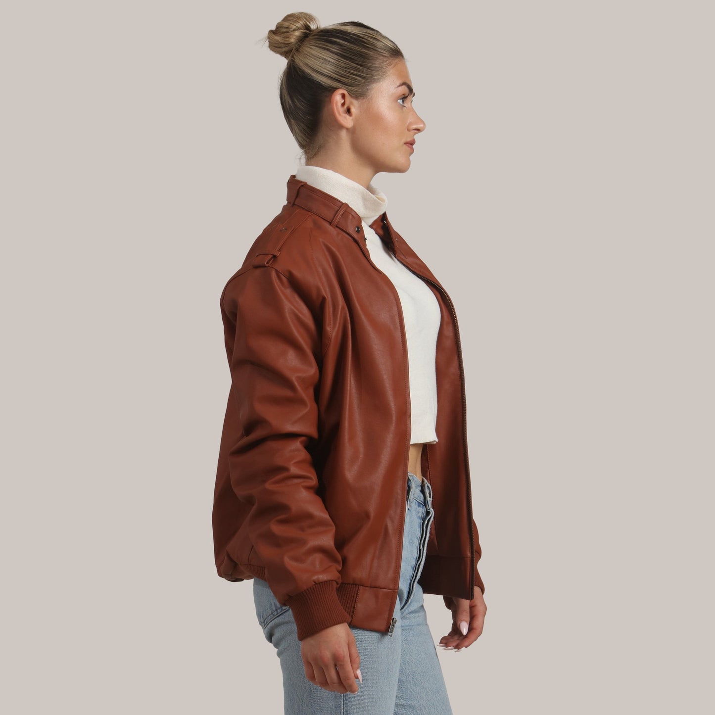 Women's Faux Leather Iconic Racer Oversized Jacket