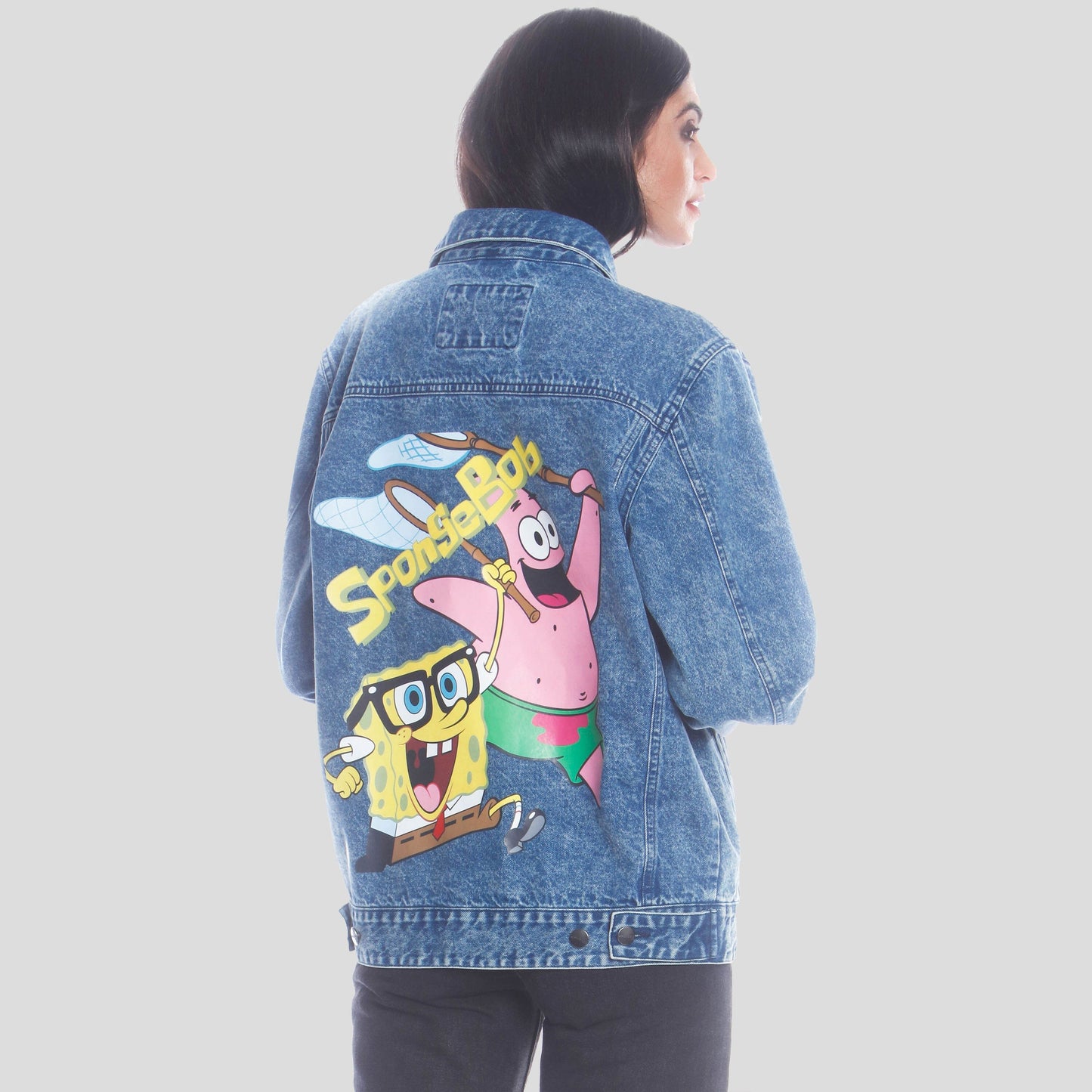 Women's SpongeBob Denim Oversized Jacket - FINAL SALE