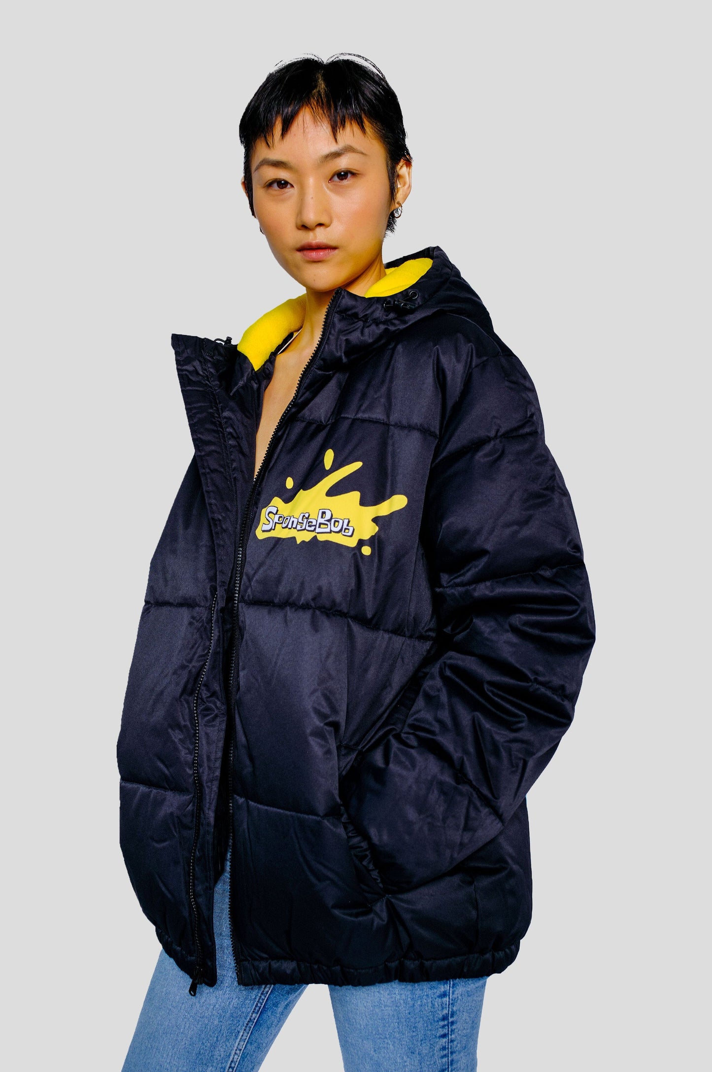 Women's Rad Spongebob Puffer Oversized Jacket - FINAL SALE