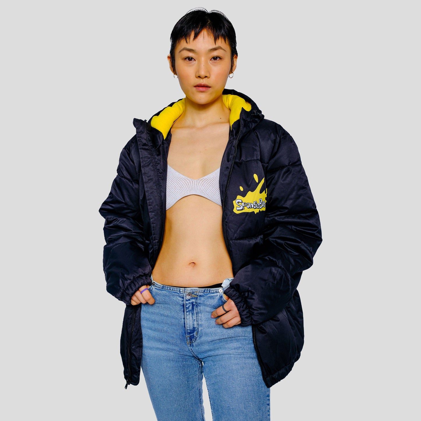 Women's Rad Spongebob Puffer Oversized Jacket - FINAL SALE