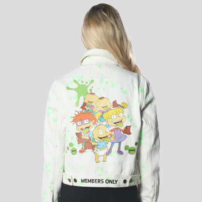 Women's White Denim Nickelodeon Trucker With Pai Jacket - FINAL SALE