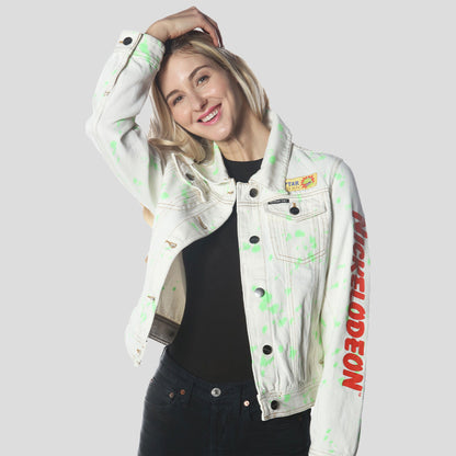 Women's White Denim Nickelodeon Trucker With Pai Jacket - FINAL SALE