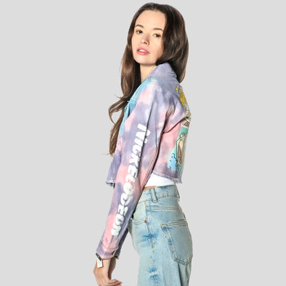 Women's Rugrats Tie-Dye Frayed Crop Denim Jacket - FINAL SALE