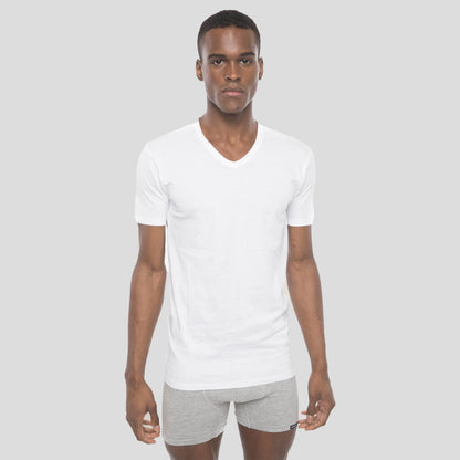 Men's 3PK Cotton V-Neck T-Shirt - White - FINAL SALE