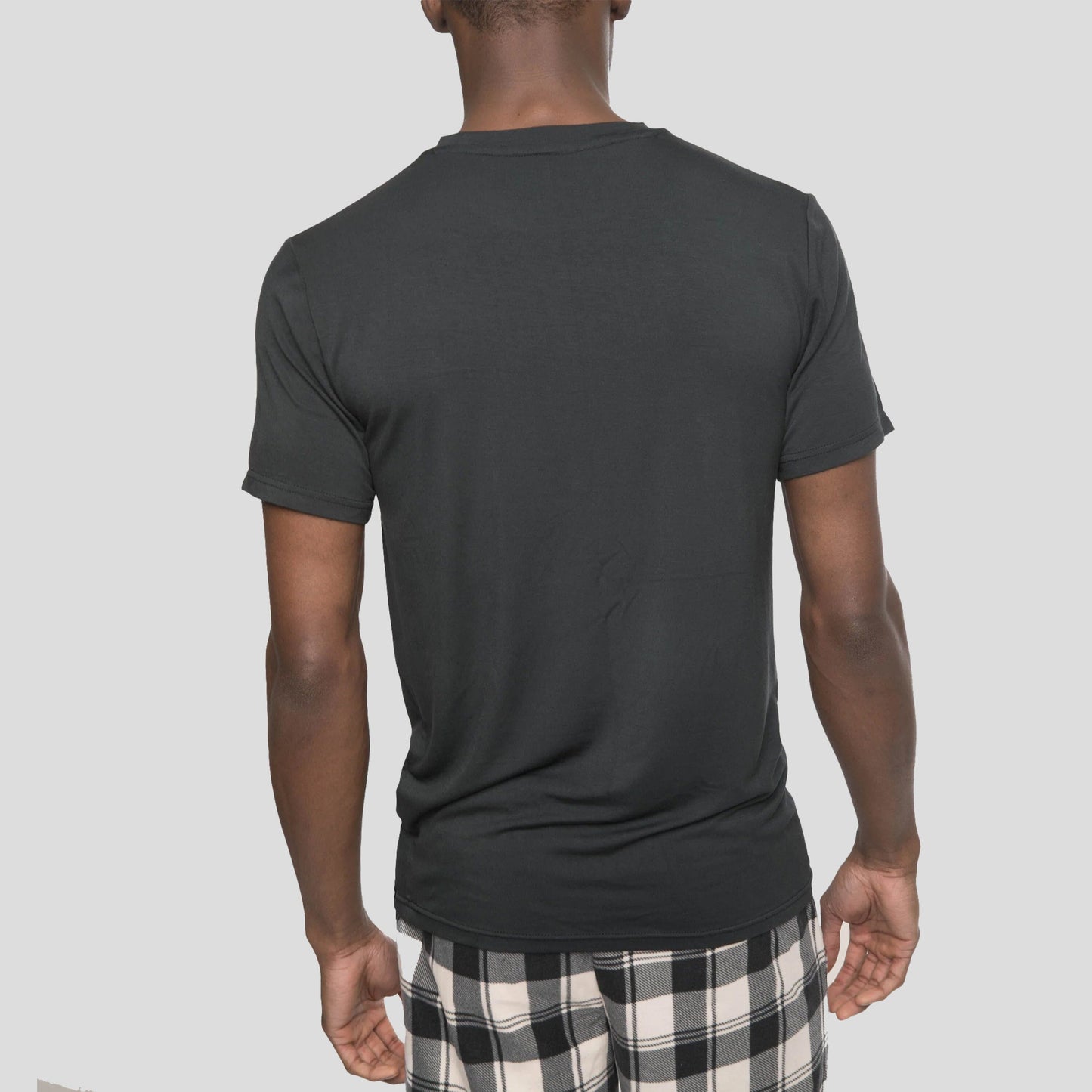 Men's Short Sleeve Bamboo Rayon Sleep Shirt - BLACK - FINAL SALE