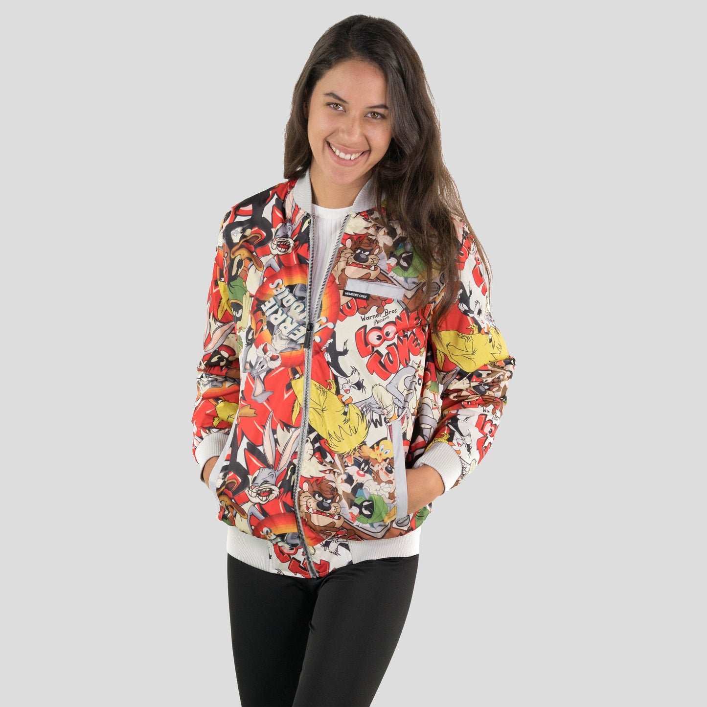 Women's Looney Tunes Vintage Mash Print Oversized Jacket - FINAL SALE