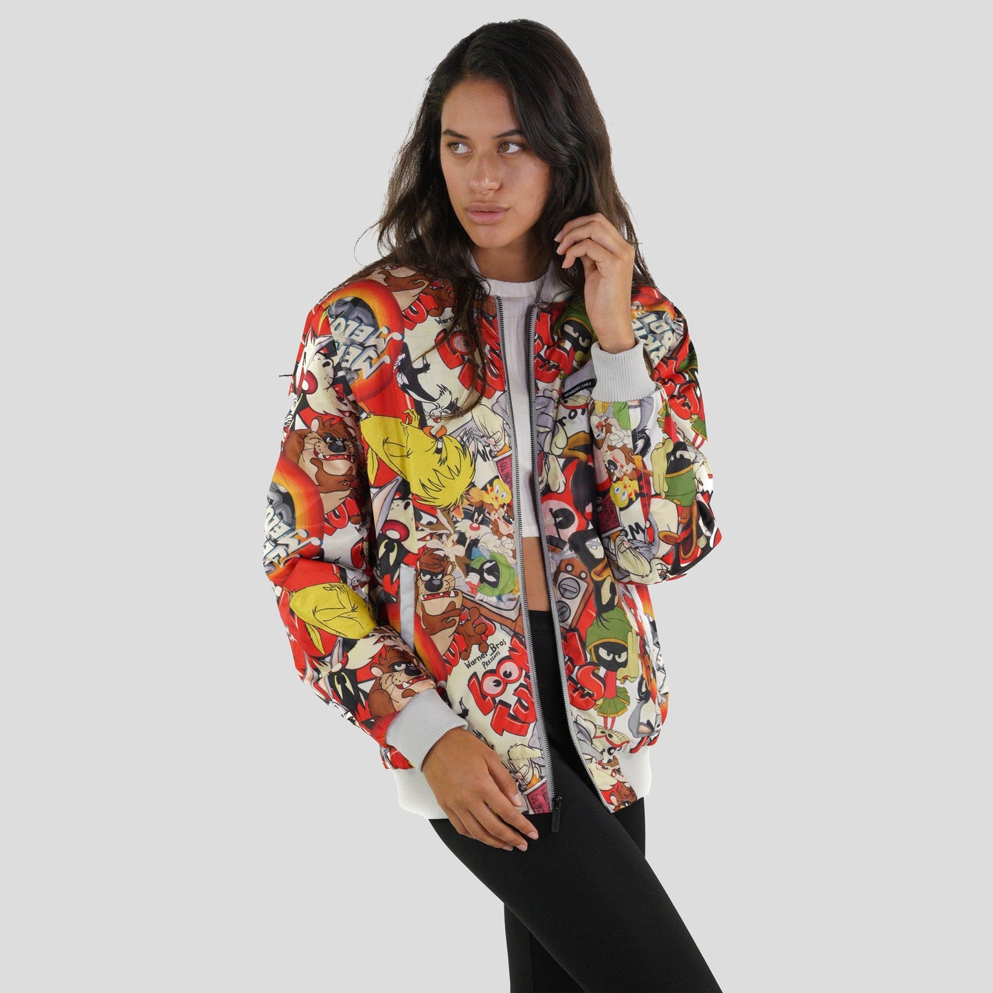 Women's Looney Tunes Vintage Mash Print Oversized Jacket - FINAL SALE