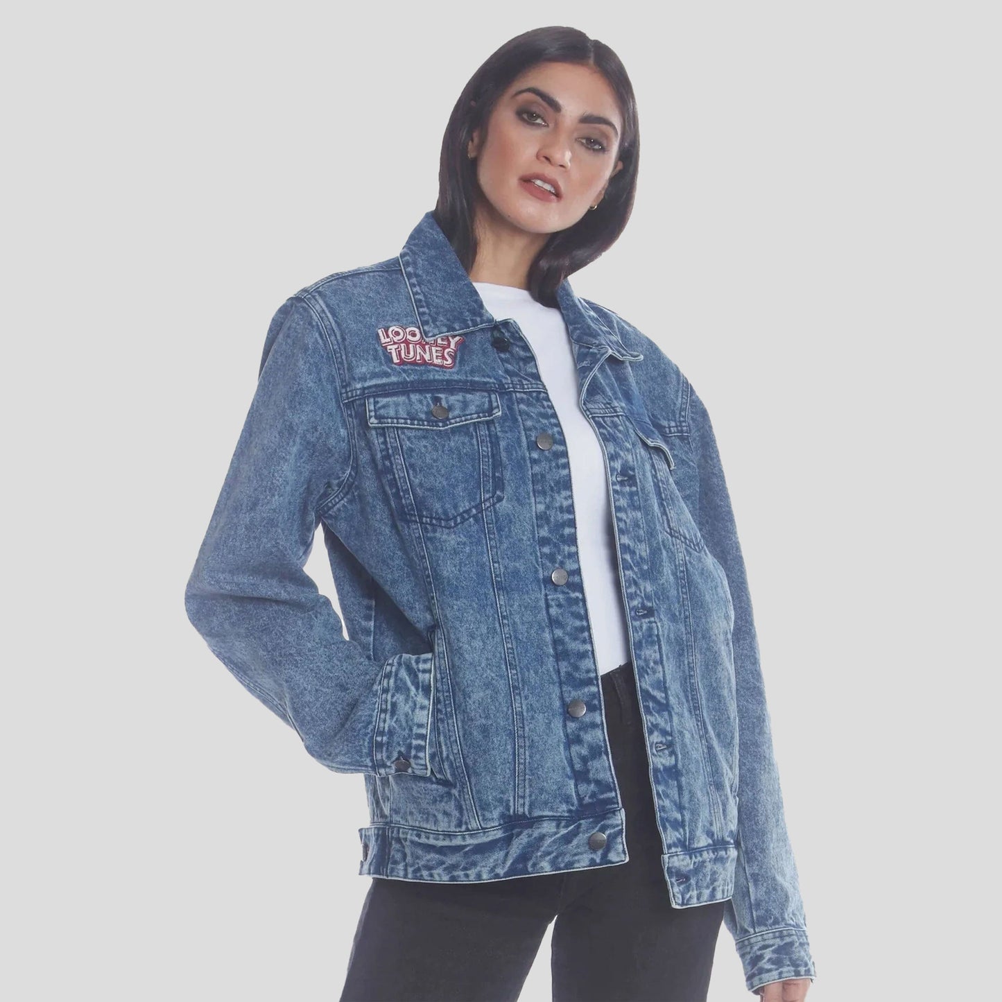 Women's Denim Looney Tunes Bugs Placement Oversized Jacket - FINAL SALE