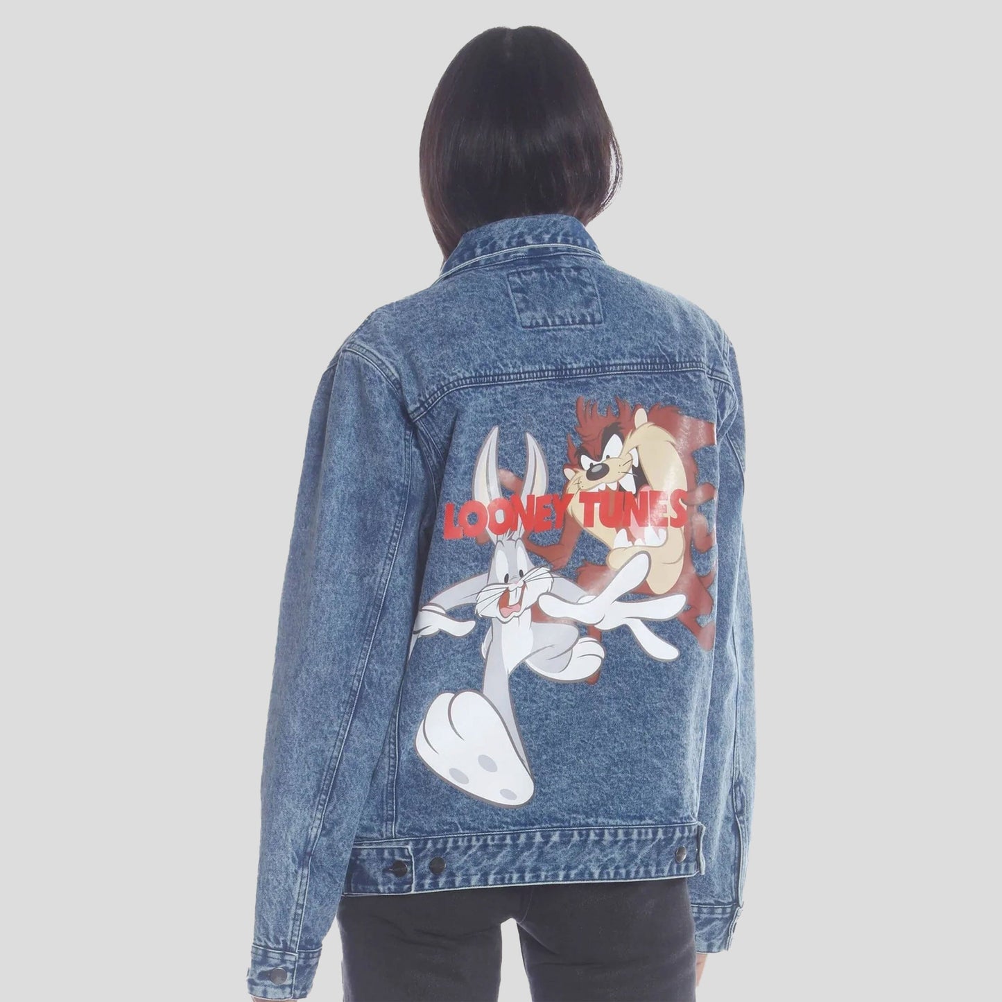 Women's Denim Looney Tunes Bugs Placement Oversized Jacket - FINAL SALE