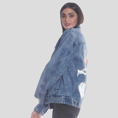 Women's Denim Looney Tunes Bugs Placement Oversized Jacket - FINAL SALE