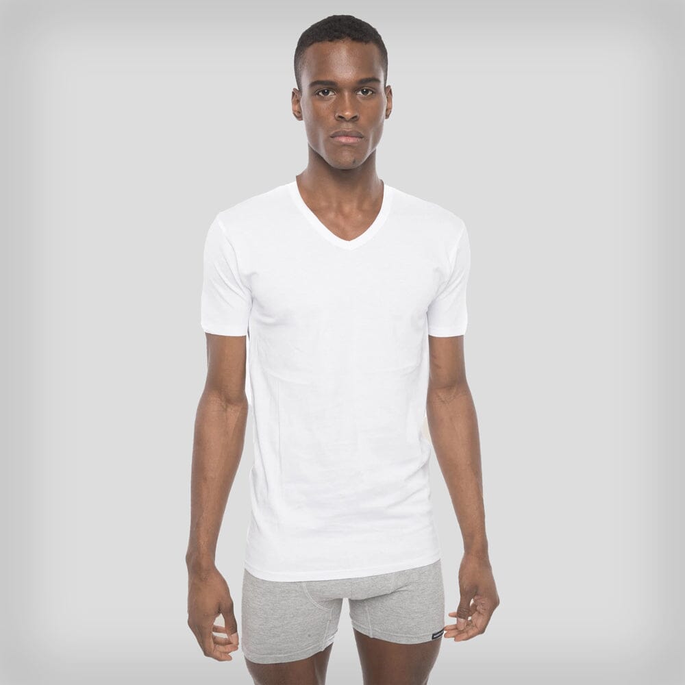 Men's 3PK Cotton V-Neck T-Shirt - White - FINAL SALE