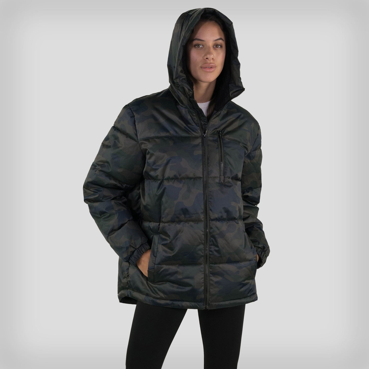 Women's Twill Block Puffer Oversized Jacket - FINAL SALE