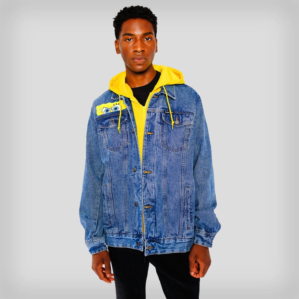 Men's Spongebob Hoodie Trucker Jacket - FINAL SALE