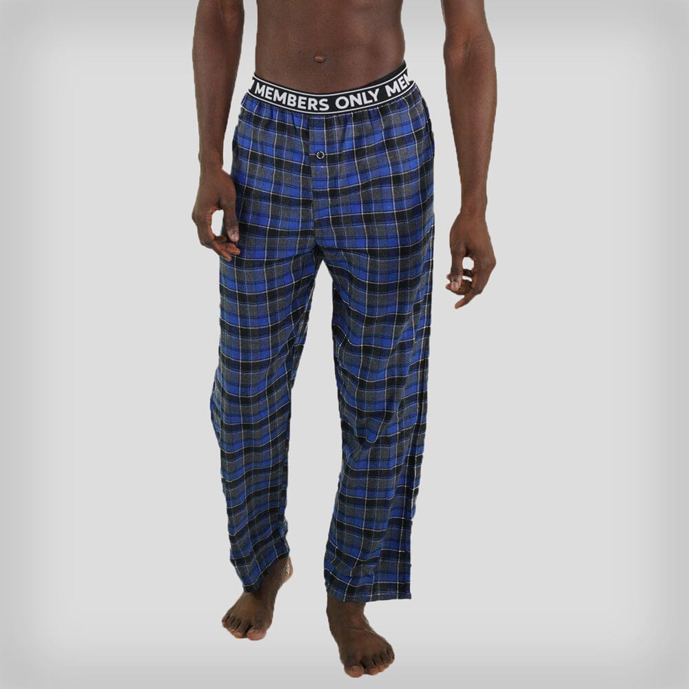 Men's Flannel Sleep Pants Logo Elastic - Blue - FINAL SALE