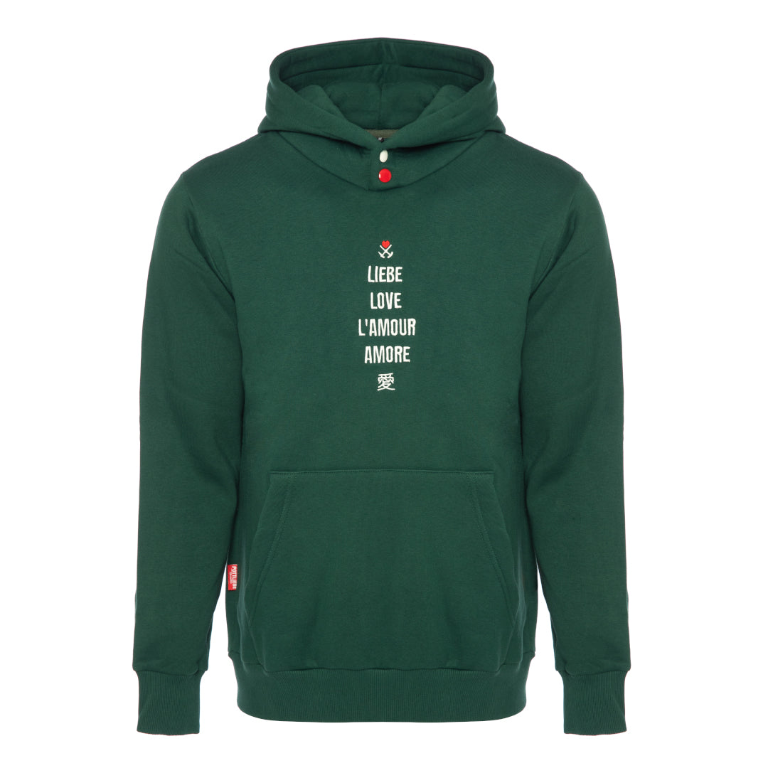 Hoodie "Love" Bottle Green